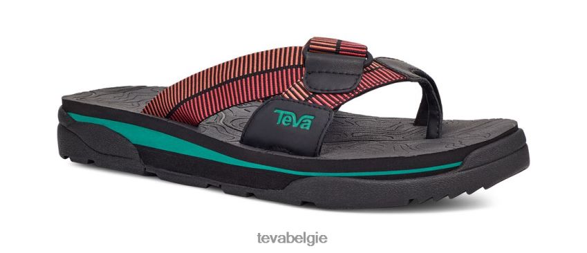 herleven 95 dia Teva P80FL0324 schoenen zwart-roccoco rood